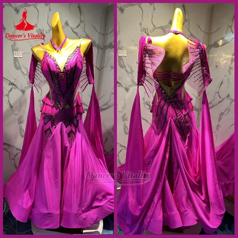 Women Ballroom Dance V-neck Sleeveless Backless Wrapped Hips Dresses with Necklace Custom Adult Waltz Clothing Dancer's Vitality
Women Ballroom Dance V-neck Sleeveless Backless Wrapped Hips Dresses with Necklace Custom Adult Waltz Clothing Dancer's Vitality