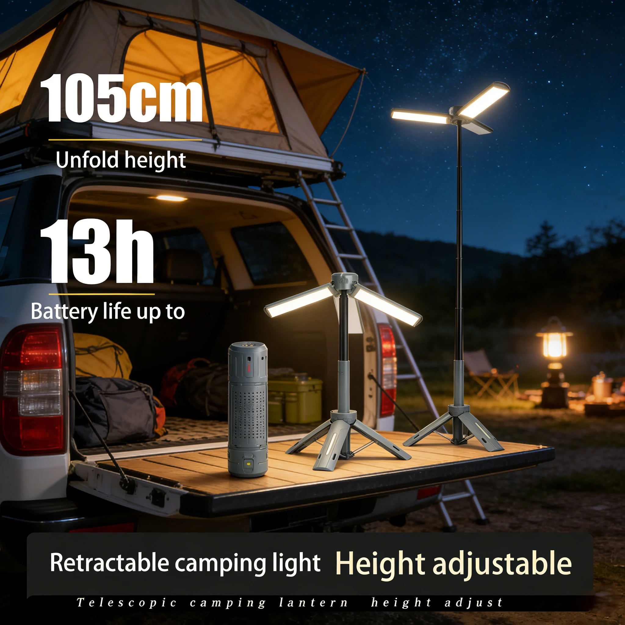 Multifunctional Foldable LED Camping Lantern Waterproof Stepless Dimming Telescopic Flame Lamp Rechargeable Work Light for Camp
Multifunctional Foldable LED Camping Lantern Waterproof Stepless Dimming Telescopic Flame Lamp Rechargeable Work Light for Camp