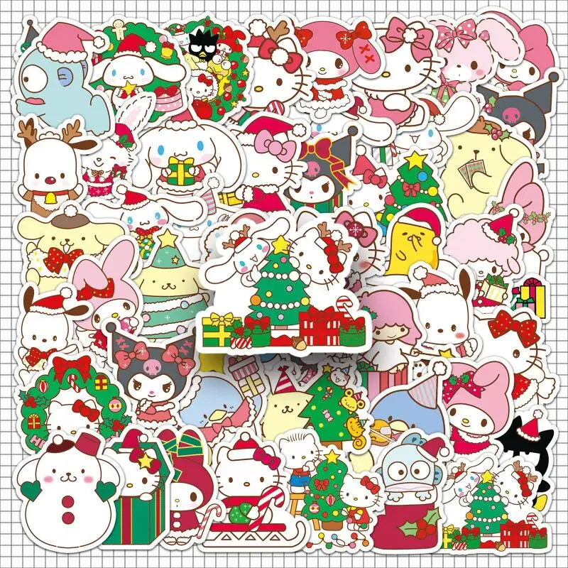 Sanrio Hello Kitty My Melody ПВХ водостойкая рождественская самоклеящаяся наклейка с героями мультфильмов, чехол для мобильного телефона, украшение для наушников 
Sanrio Hello Kitty My Melody ПВХ водостойкая рождественская самоклеящаяся наклейка с героями мультфильмов, чехол для мобильного телефона, украшение для наушников
