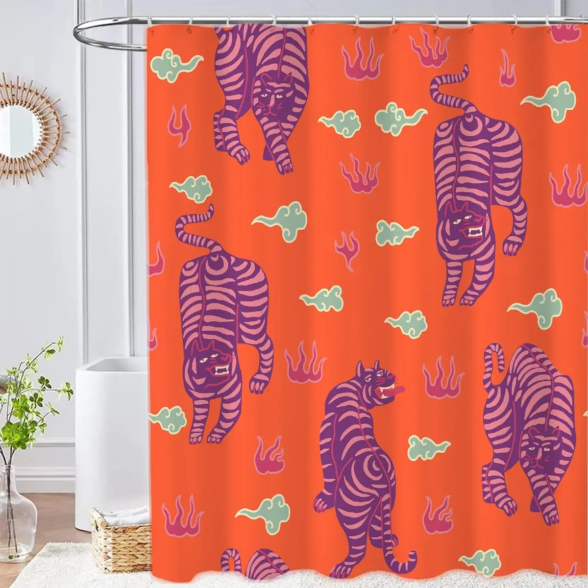 Japan Shower Curtain Japanese Funky Funny Tiger Stylish Bathtoom Curtain Sets with Hooks,Orange Painting Asian Bath Decor
Japan Shower Curtain Japanese Funky Funny Tiger Stylish Bathtoom Curtain Sets with Hooks,Orange Painting Asian Bath Decor