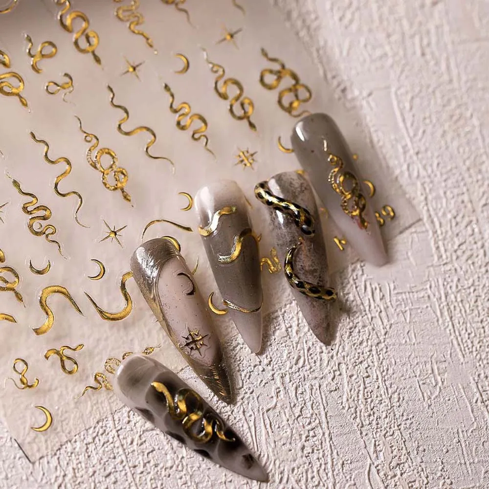 Gold Sliver Snake Snake Nail Stickers Nail Accessories Mobile Phone Decoration Snake Nail Decals Nail Supplies Star Moon
Gold Sliver Snake Snake Nail Stickers Nail Accessories Mobile Phone Decoration Snake Nail Decals Nail Supplies Star Moon