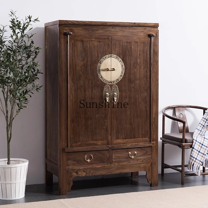 New Chinese style solid wood bedroom household literati wardrobe brass swing door
New Chinese style solid wood bedroom household literati wardrobe brass swing door