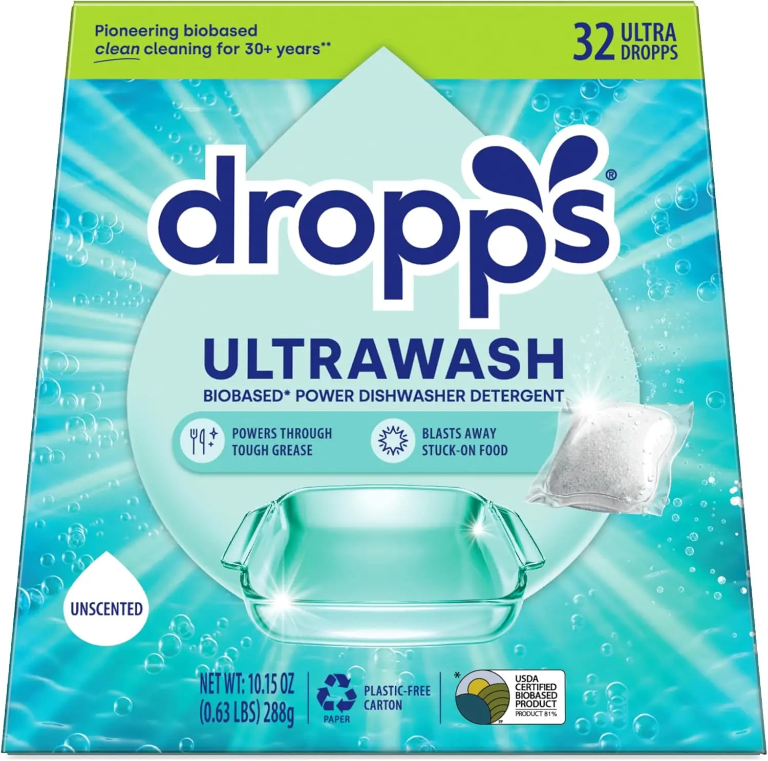 Unscented Dishwasher Detergent Pods (32 Ct) - Free & Clear, Cuts Grease & Food Residue, Sparkling Dishes
Unscented Dishwasher Detergent Pods (32 Ct) - Free & Clear, Cuts Grease & Food Residue, Sparkling Dishes