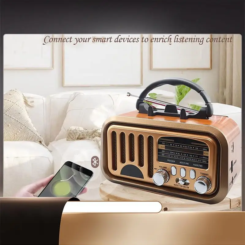 Portable Vintage Radio Classic Retro FM AM SW Radios Wireless Bluetooth Speaker TF Card USB MP3 Music Player-X64A
Portable Vintage Radio Classic Retro FM AM SW Radios Wireless Bluetooth Speaker TF Card USB MP3 Music Player-X64A