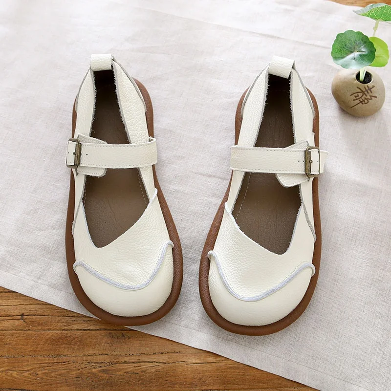 Breathable Casual Shoes round Toe Flat Bottom Single Strap Buckle Retro Style Leather Women's Flats Comfortable Spring Summer
Breathable Casual Shoes round Toe Flat Bottom Single Strap Buckle Retro Style Leather Women's Flats Comfortable Spring Summer