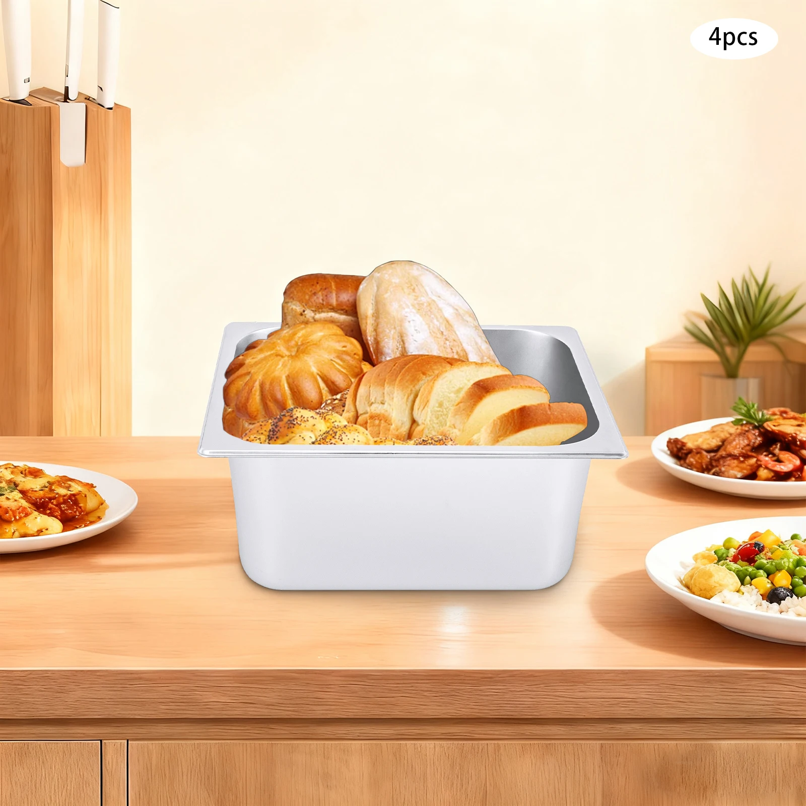 4 Packs Stainless Steam Hotel Pan,Stainless Steel Hotel Pan, Large Capacity Steam Table Pan with Lid Storing Hot and Cold Food
4 Packs Stainless Steam Hotel Pan,Stainless Steel Hotel Pan, Large Capacity Steam Table Pan with Lid Storing Hot and Cold Food