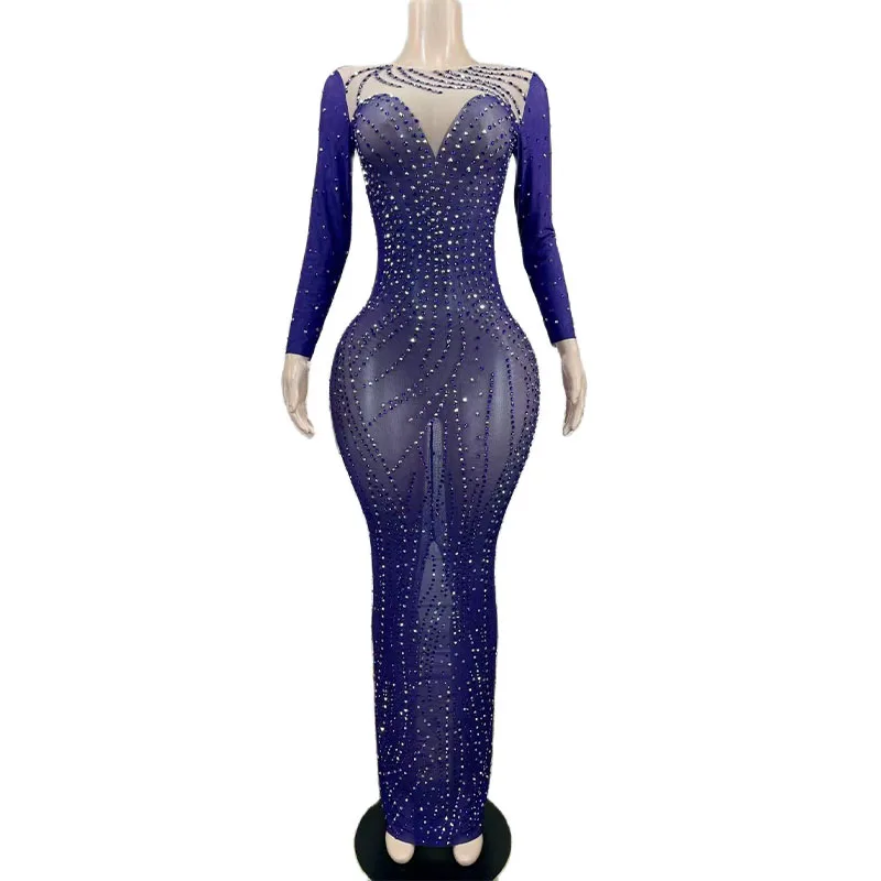 New Mesh Crystals Sexy Hollow Dress Birthday Evening Rhinestone Dance Stretch Singer Performance Costume
New Mesh Crystals Sexy Hollow Dress Birthday Evening Rhinestone Dance Stretch Singer Performance Costume