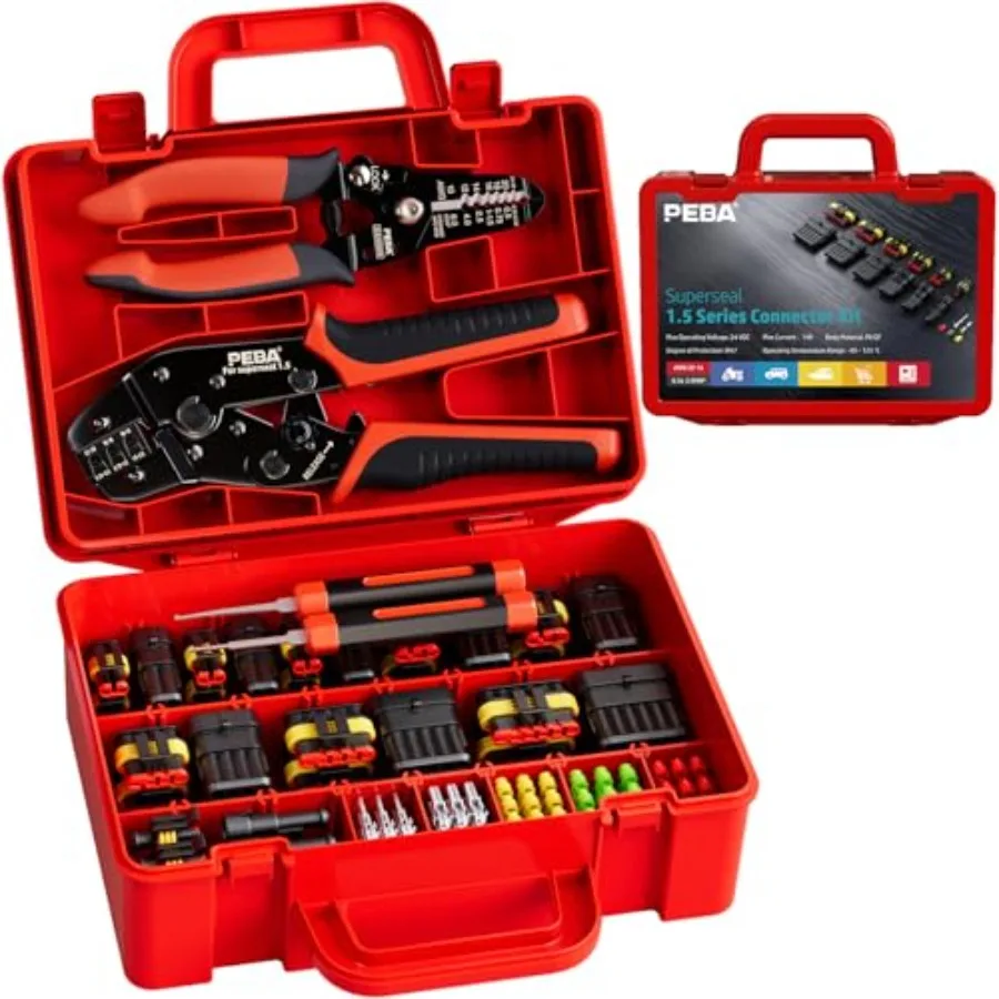 Waterproof Automotive Electrical Connectors Kit, Automotive Male/Female 1//3/4/5/6- and Ratchet Crimg Tool AWG-14, Ideal for Ca
Waterproof Automotive Electrical Connectors Kit, Automotive Male/Female 1//3/4/5/6- and Ratchet Crimg Tool AWG-14, Ideal for Ca