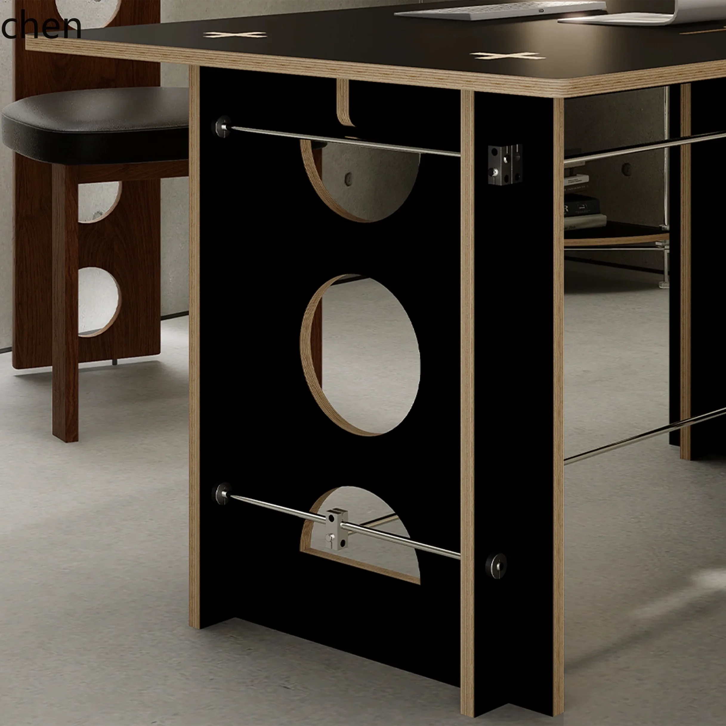 H5.26 very simple style desk solid wood table metal black office desk computer desk
H5.26 very simple style desk solid wood table metal black office desk computer desk
