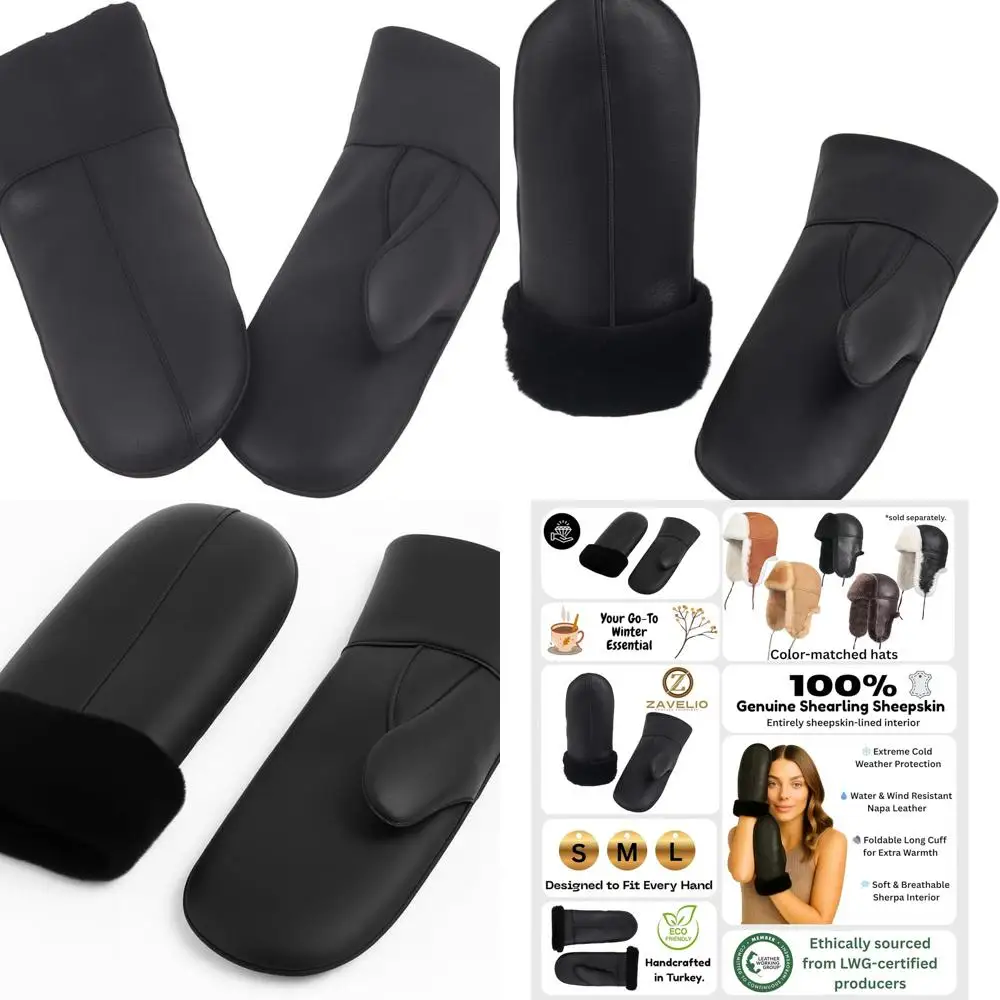 Premium LWG-Certified Shearling Leather Mittens for Women: Warm Sheepskin Gloves for Cold Winter Days
Premium LWG-Certified Shearling Leather Mittens for Women: Warm Sheepskin Gloves for Cold Winter Days