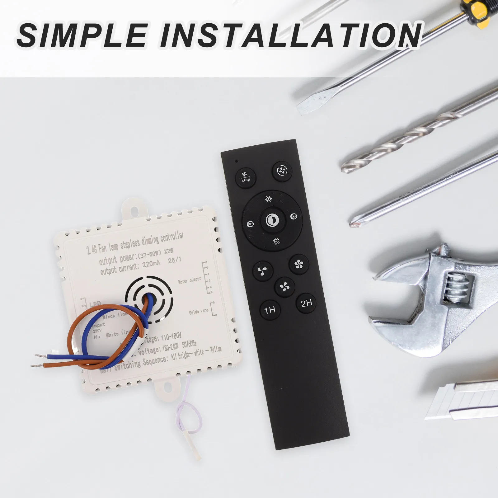 1Set Ceiling Fan Remote Control Replacement Kit Fan Light Remote Control with Dimmer Stable 2.4g Signal for Any Home
1Set Ceiling Fan Remote Control Replacement Kit Fan Light Remote Control with Dimmer Stable 2.4g Signal for Any Home