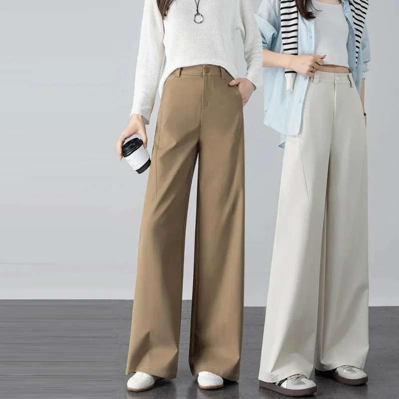 Women's khaki straight-leg suit pants2026New spring and summer high-waisted thin pants with a drapey design and wide legs
Women's khaki straight-leg suit pants2026New spring and summer high-waisted thin pants with a drapey design and wide legs