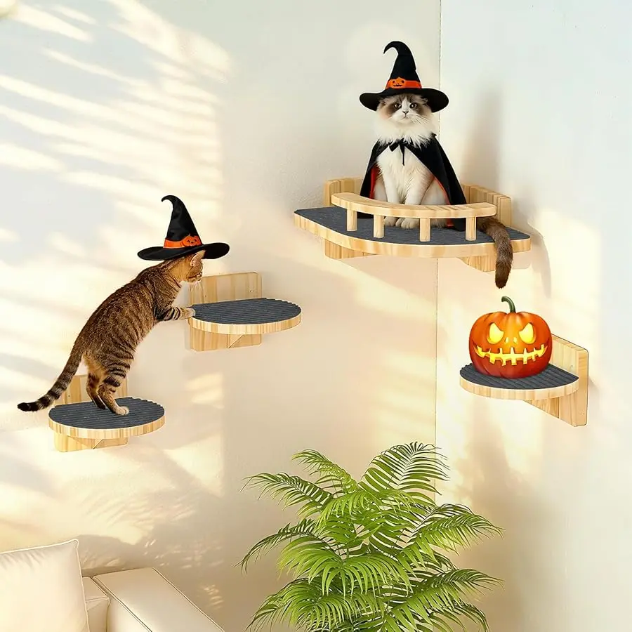 XiaZ Cat Wall Shelves, Corner Cat Shelf with 3 Wide Perch Steps, Kitty Wall Climber Wooden Furniture up to 25lbs, Modern Floatin
XiaZ Cat Wall Shelves, Corner Cat Shelf with 3 Wide Perch Steps, Kitty Wall Climber Wooden Furniture up to 25lbs, Modern Floatin
