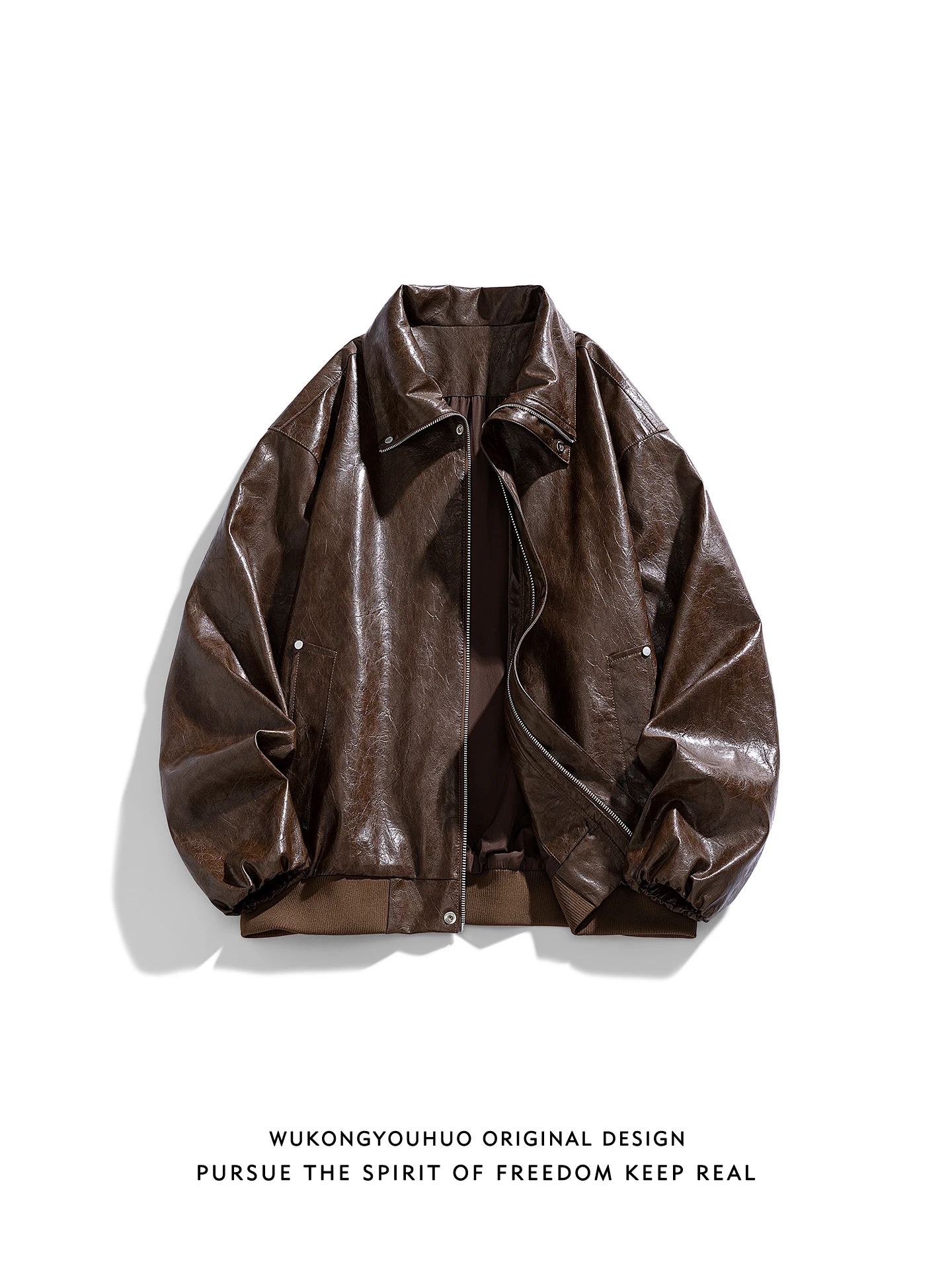 Loose Fit PU Leather Biker Jaet ex Youthful Sle Collared Coat for Spring Season Casual Wear Zipper Closure Color
Loose Fit PU Leather Biker Jaet ex Youthful Sle Collared Coat for Spring Season Casual Wear Zipper Closure Color