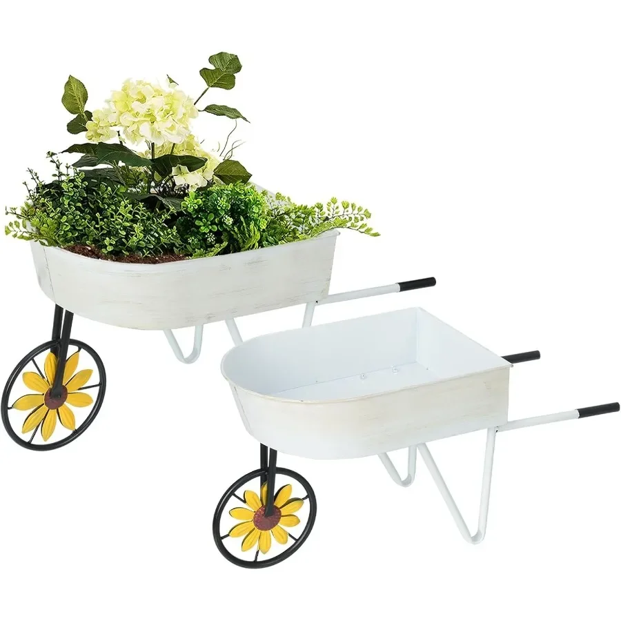 Metal Wheelbarrow Flower Cart Planter 2 Packs Plant Stands with Triangular Support Handles Non-Rolling Wheel Vintage Wagon Plan
Metal Wheelbarrow Flower Cart Planter 2 Packs Plant Stands with Triangular Support Handles Non-Rolling Wheel Vintage Wagon Plan