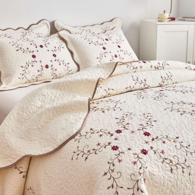 European Embroidered Quilt, 100% Cotton Quilted Bedspread 3-Piece Set, 1PC Summer Thin Blanket, Anti-Slip Bed Cover & Bedding
European Embroidered Quilt, 100% Cotton Quilted Bedspread 3-Piece Set, 1PC Summer Thin Blanket, Anti-Slip Bed Cover & Bedding