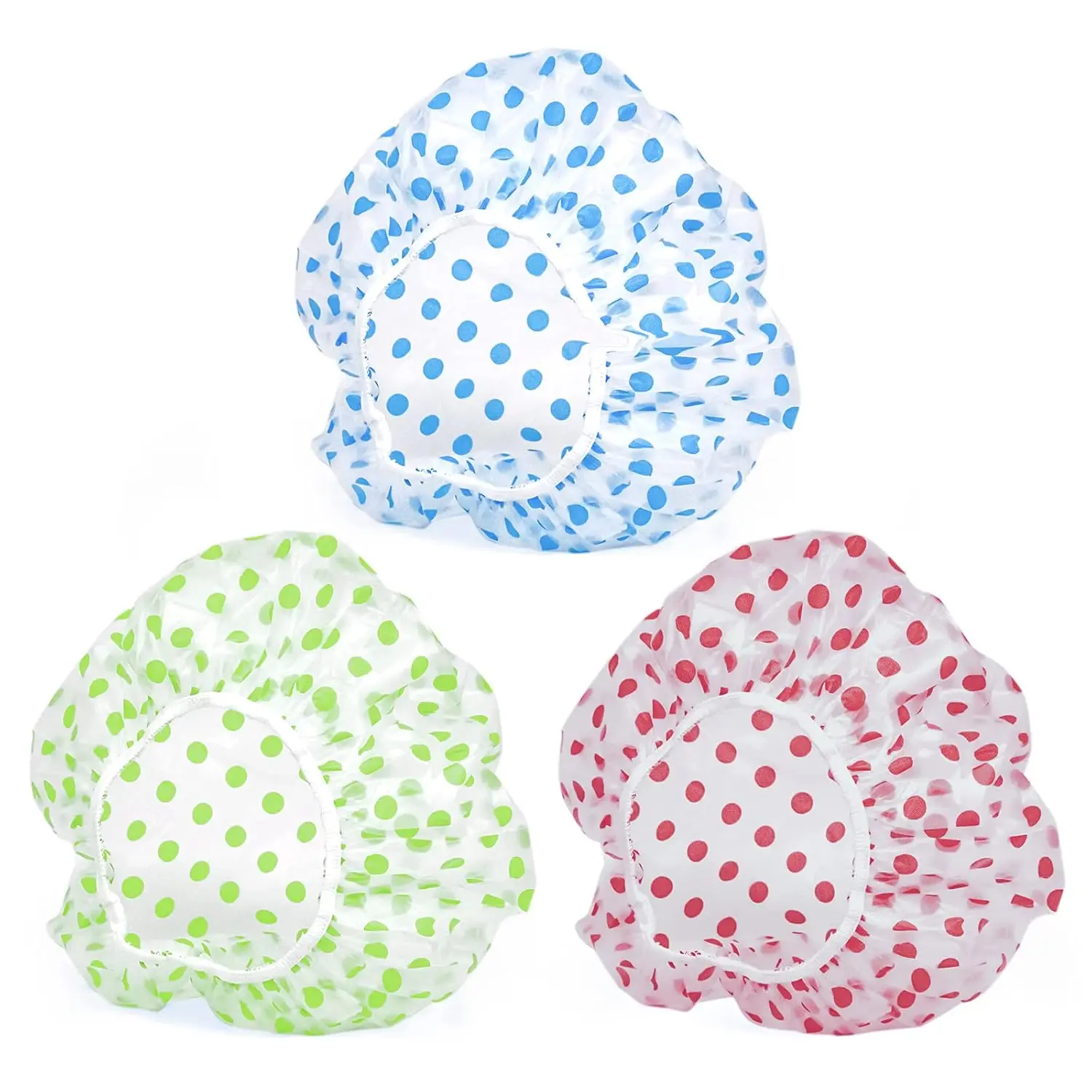 3PCS Shower Caps, Elastic Reusable Waterproof Plastic Shower Cap for Women Ladies Spa Salon (Red+Green+Blue)
3PCS Shower Caps, Elastic Reusable Waterproof Plastic Shower Cap for Women Ladies Spa Salon (Red+Green+Blue)