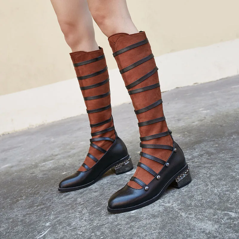 Cutout Knee High Boots Women Fashion Rivets Belt Design Square Heels Women's Boots Black Brown Woman Shoes Knight Botas WSH5431
Cutout Knee High Boots Women Fashion Rivets Belt Design Square Heels Women's Boots Black Brown Woman Shoes Knight Botas WSH5431