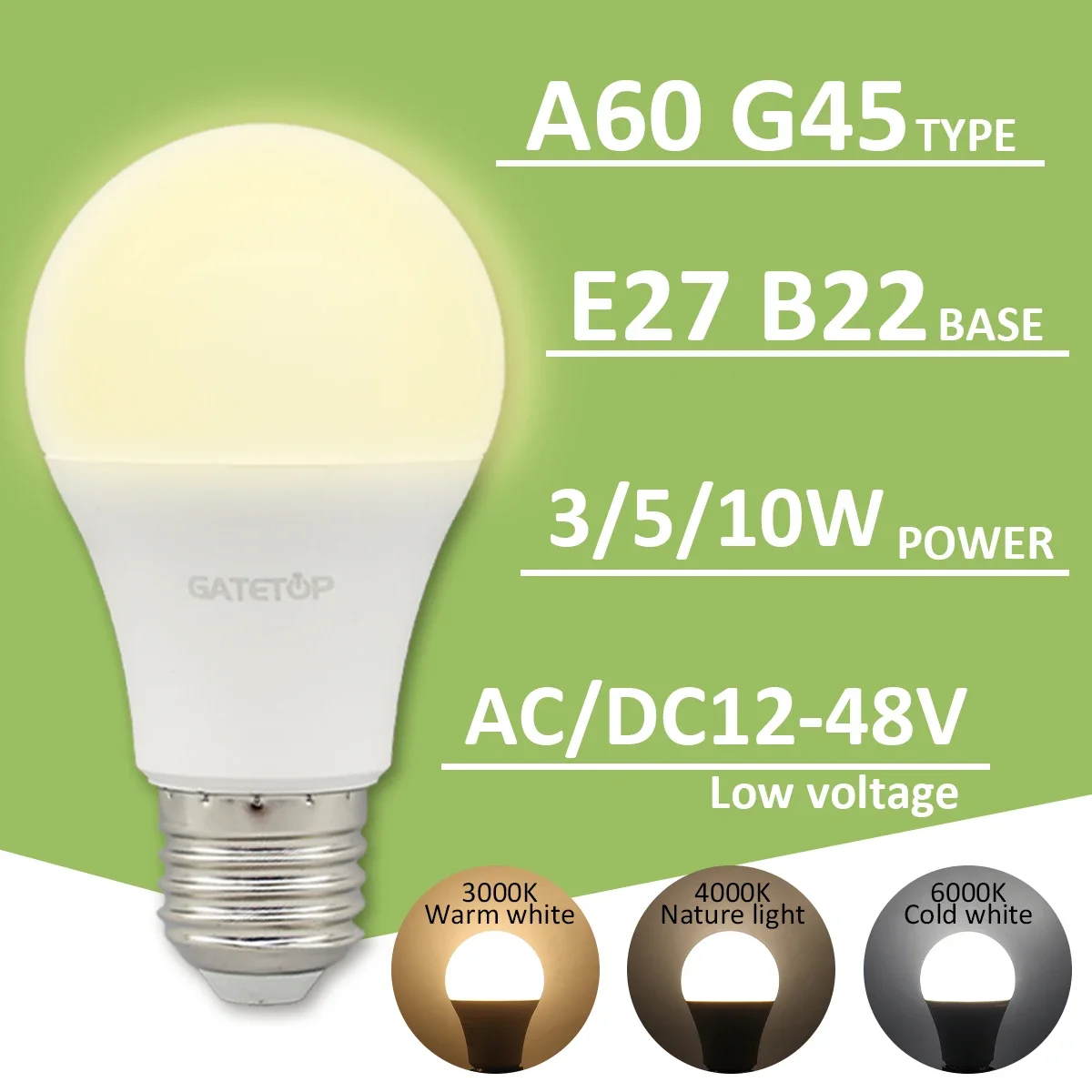 8PCS DC/AC 12V-48V LED Bulb E27 B22 3W 5W 10W Hight lulen Low Voltage Light 12 Volts Spotlight Lighting Cold Warm White Lamp
8PCS DC/AC 12V-48V LED Bulb E27 B22 3W 5W 10W Hight lulen Low Voltage Light 12 Volts Spotlight Lighting Cold Warm White Lamp