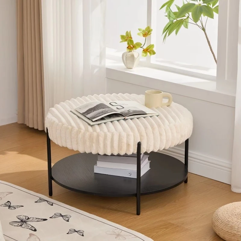 Beige Faux Fur Padded Ottoman Wooden Open Storage Rack
Beige Faux Fur Padded Ottoman Wooden Open Storage Rack
