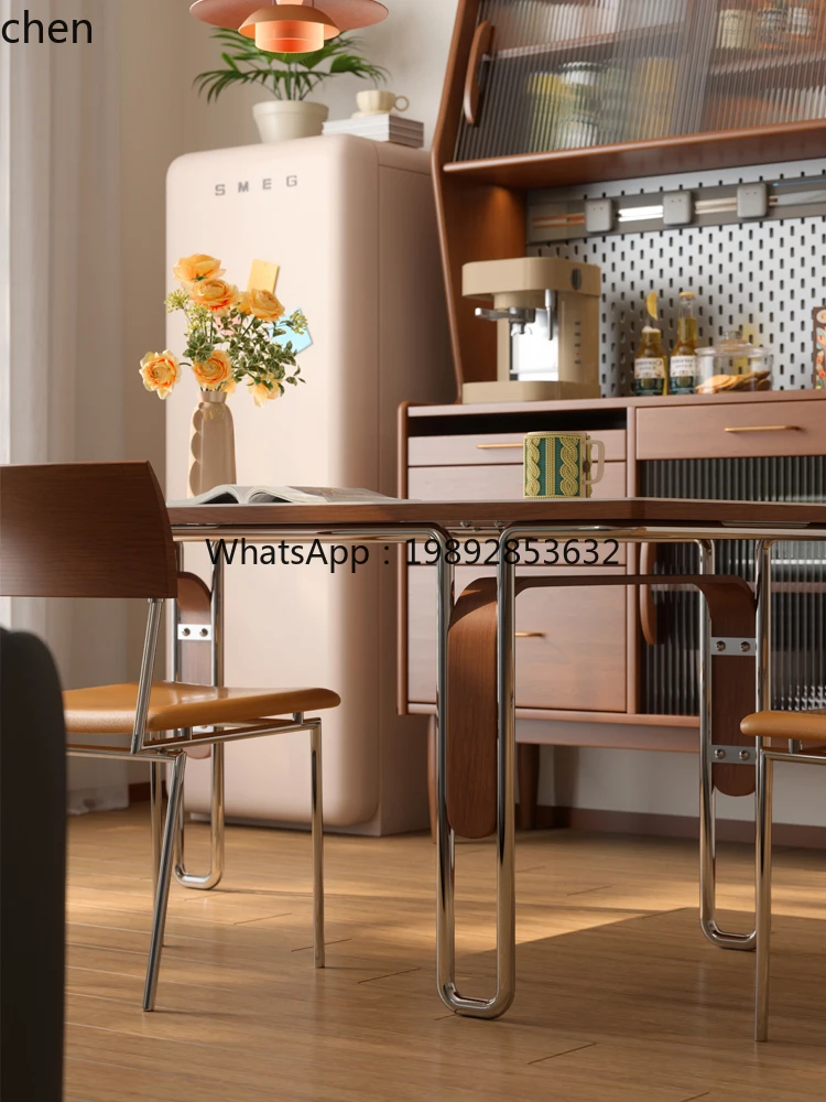 Rock Plate Solid Wood Dining Table Rectangular Stainless Steel Vintage Furniture Eating Table
Rock Plate Solid Wood Dining Table Rectangular Stainless Steel Vintage Furniture Eating Table