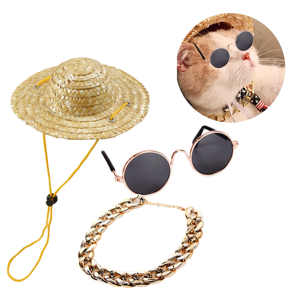 3 Pcs Pet Sunglasses Retro Straw Hat Gold Necklace Dog Costume Animal nament for Party Photo Decoration Dog Accessories Gift
3 Pcs Pet Sunglasses Retro Straw Hat Gold Necklace Dog Costume Animal nament for Party Photo Decoration Dog Accessories Gift