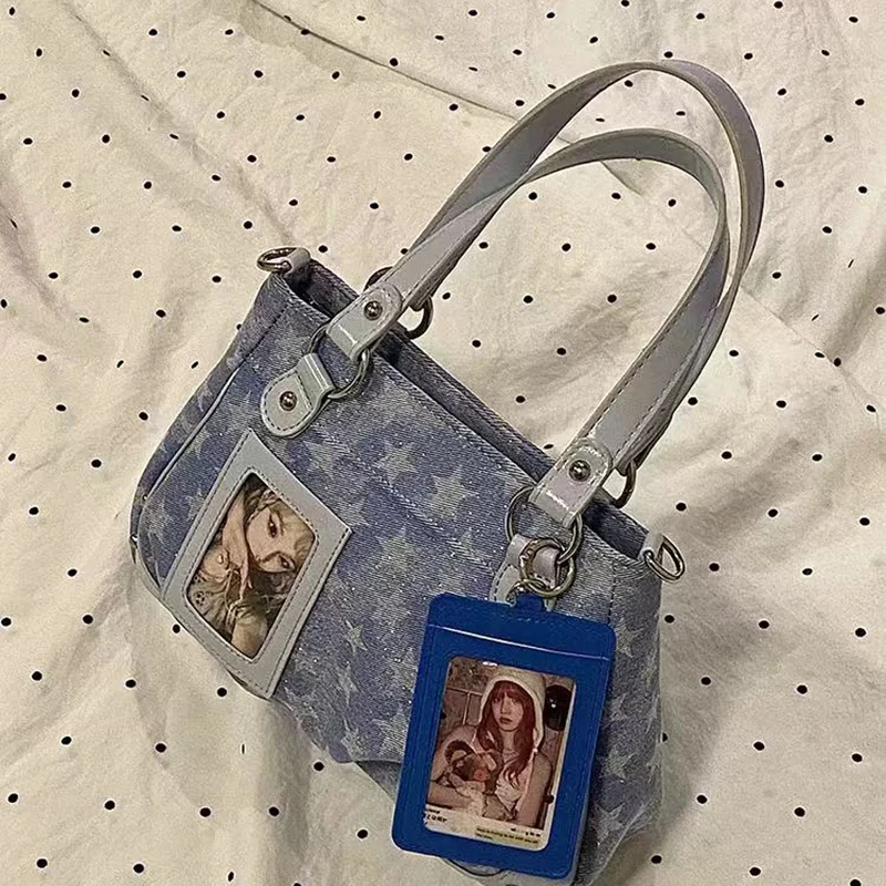 Vintage Star Pattern Tote Bag With Photo Window Denim Handbag Casual Y2k Style Shoulder Crossbody Bag Stylish Zipper Women's Bag
Vintage Star Pattern Tote Bag With Photo Window Denim Handbag Casual Y2k Style Shoulder Crossbody Bag Stylish Zipper Women's Bag