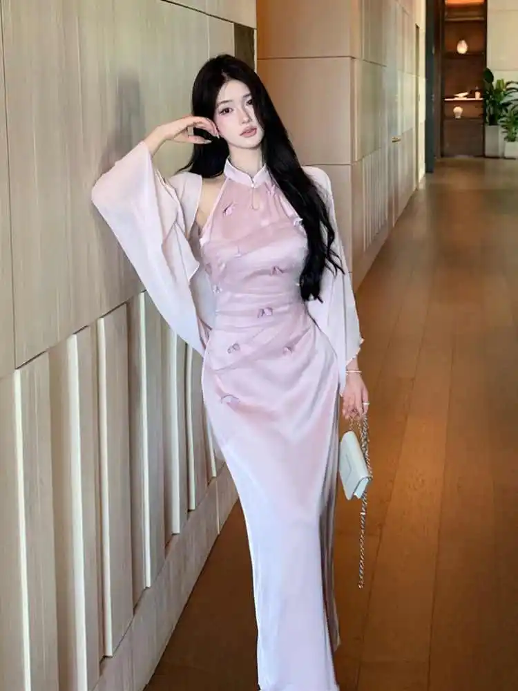 Pink Light Chinese Style Qipao, Sleeveless Cheongsam Dress, Pure Desire Bodycon Long Cheongsam New Chinese Young
Pink Light Chinese Style Qipao, Sleeveless Cheongsam Dress, Pure Desire Bodycon Long Cheongsam New Chinese Young