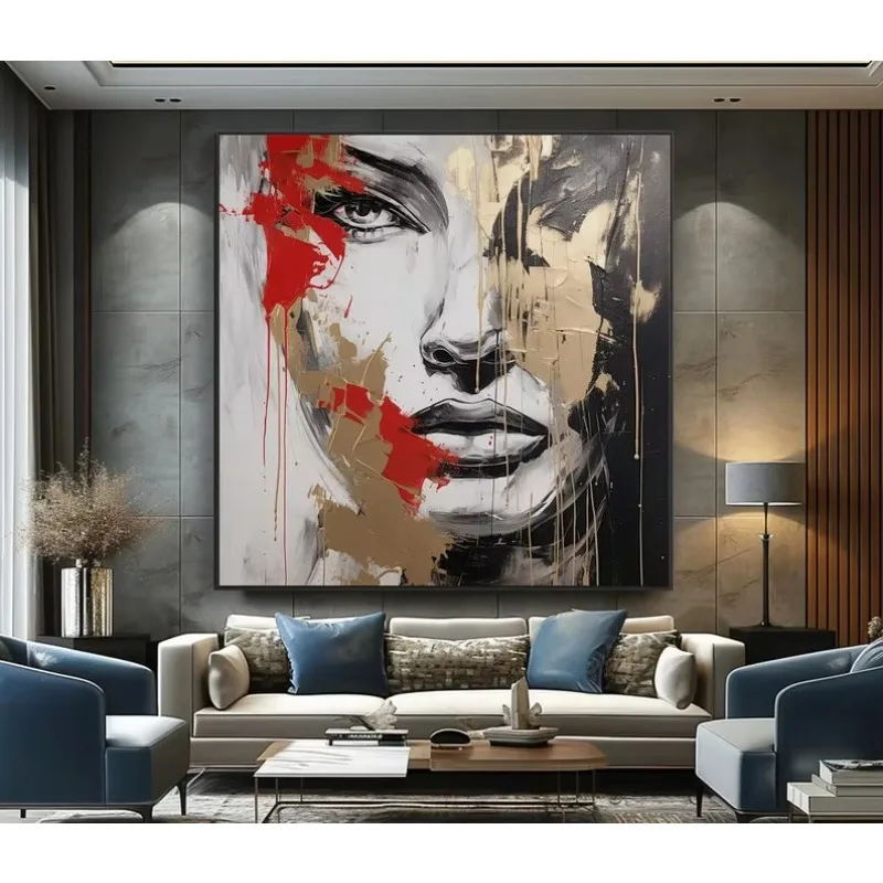 Abstract Painting Gold Plated Woman Face,Artistic Oil On Canvas,Modern Black And White Decor Chic Wall Art
Abstract Painting Gold Plated Woman Face,Artistic Oil On Canvas,Modern Black And White Decor Chic Wall Art