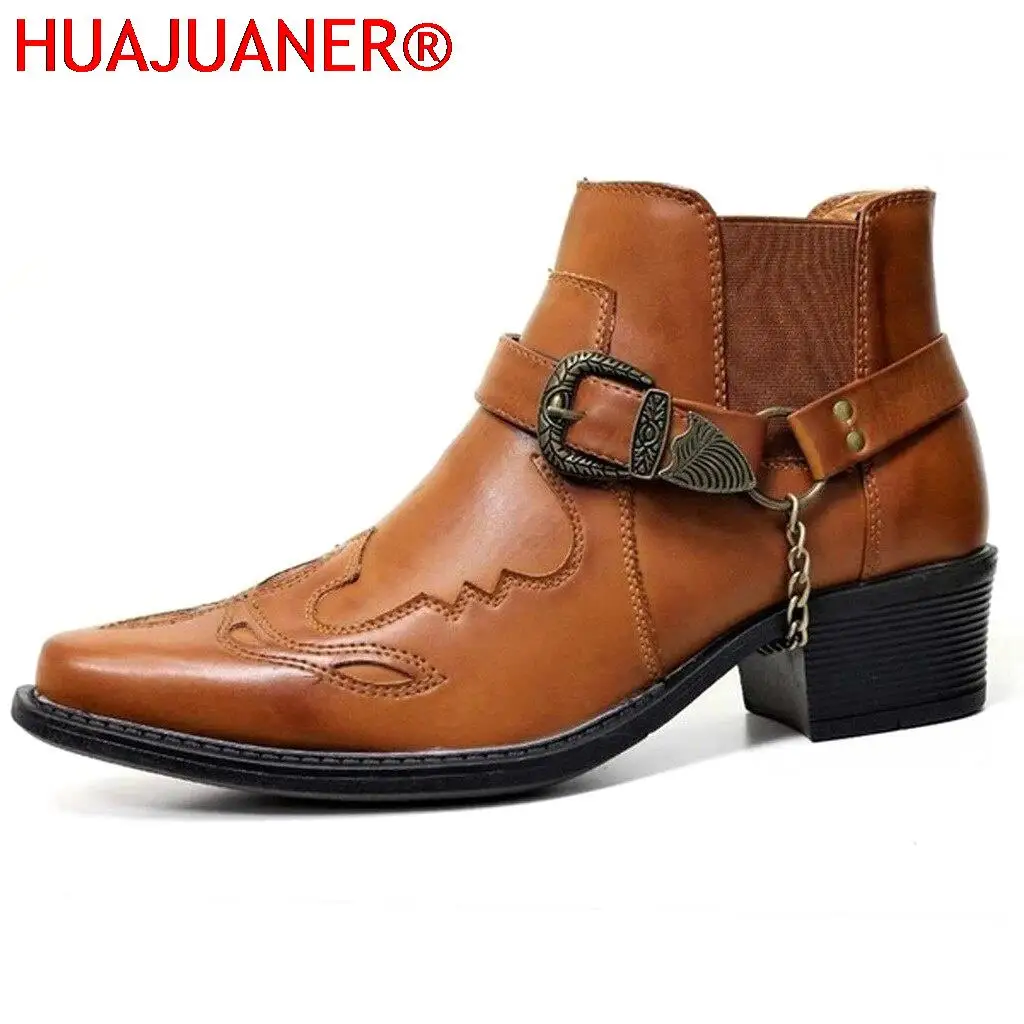 HUAJUANER/Мужские короткие ботинки из натуральной кожи больших размеров, осенне-зимние ботильоны с острым носком и пряжкой на толстом каблуке
HUAJUANER/Мужские короткие ботинки из натуральной кожи больших размеров, осенне-зимние ботильоны с острым носком и пряжкой на толстом каблуке