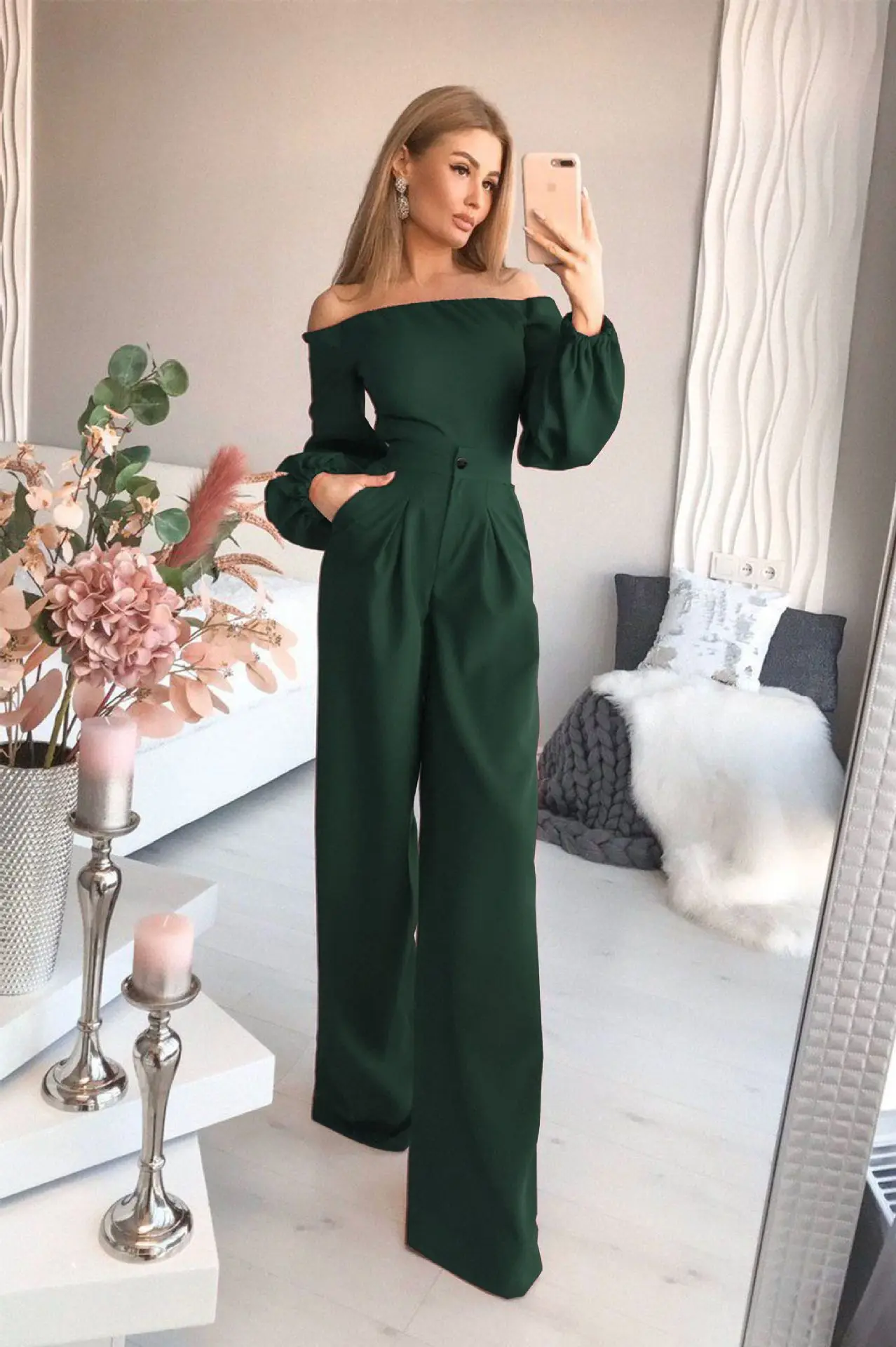 Women's Slim Fit One Shoulder Jumpsuit Long Sleeve High Waist Wide Leg Pants Street Style Winter Collection Polyester Blend
Women's Slim Fit One Shoulder Jumpsuit Long Sleeve High Waist Wide Leg Pants Street Style Winter Collection Polyester Blend