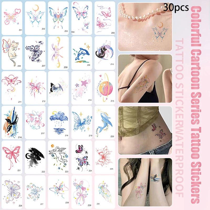 30Sheets Exquisite Butterfly Temporary Tattoo Sticker Waterproof Fake Tattoo Arm Small Pattern Color Faux Tattoo Sticker
30Sheets Exquisite Butterfly Temporary Tattoo Sticker Waterproof Fake Tattoo Arm Small Pattern Color Faux Tattoo Sticker