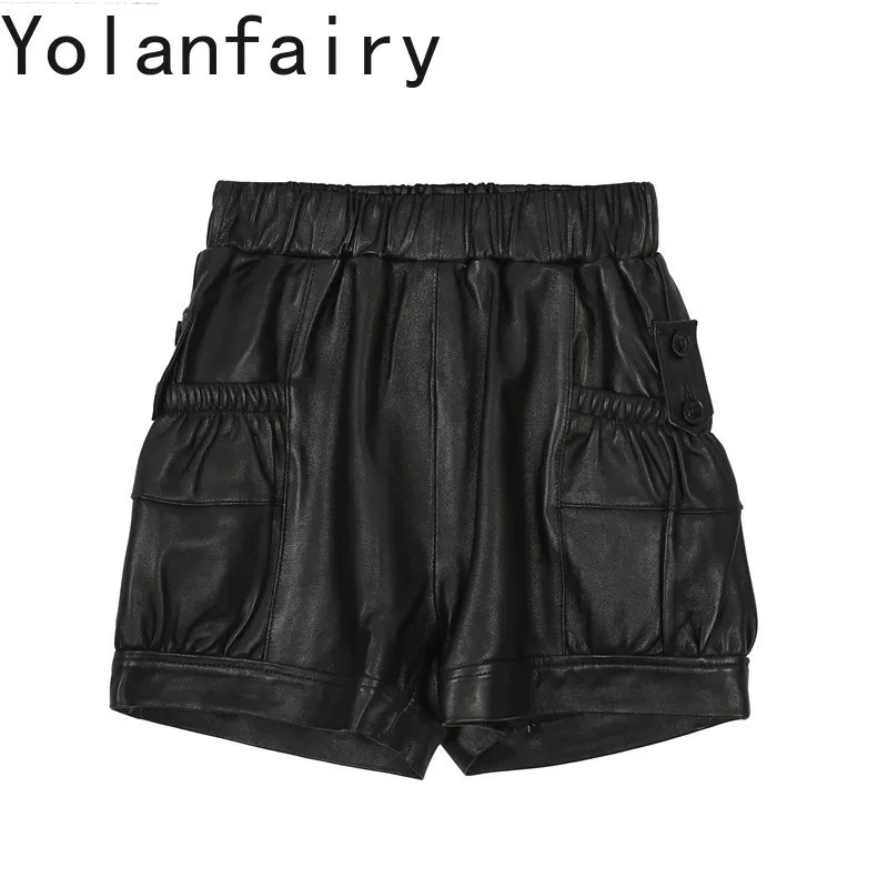 YOLANFAIRY Women Genuine Sheepskin Lantern Wide Leg Shorts Elastic Waist 2026 Autumn New Casual Real Leather Outer Black Shorts
YOLANFAIRY Women Genuine Sheepskin Lantern Wide Leg Shorts Elastic Waist 2026 Autumn New Casual Real Leather Outer Black Shorts