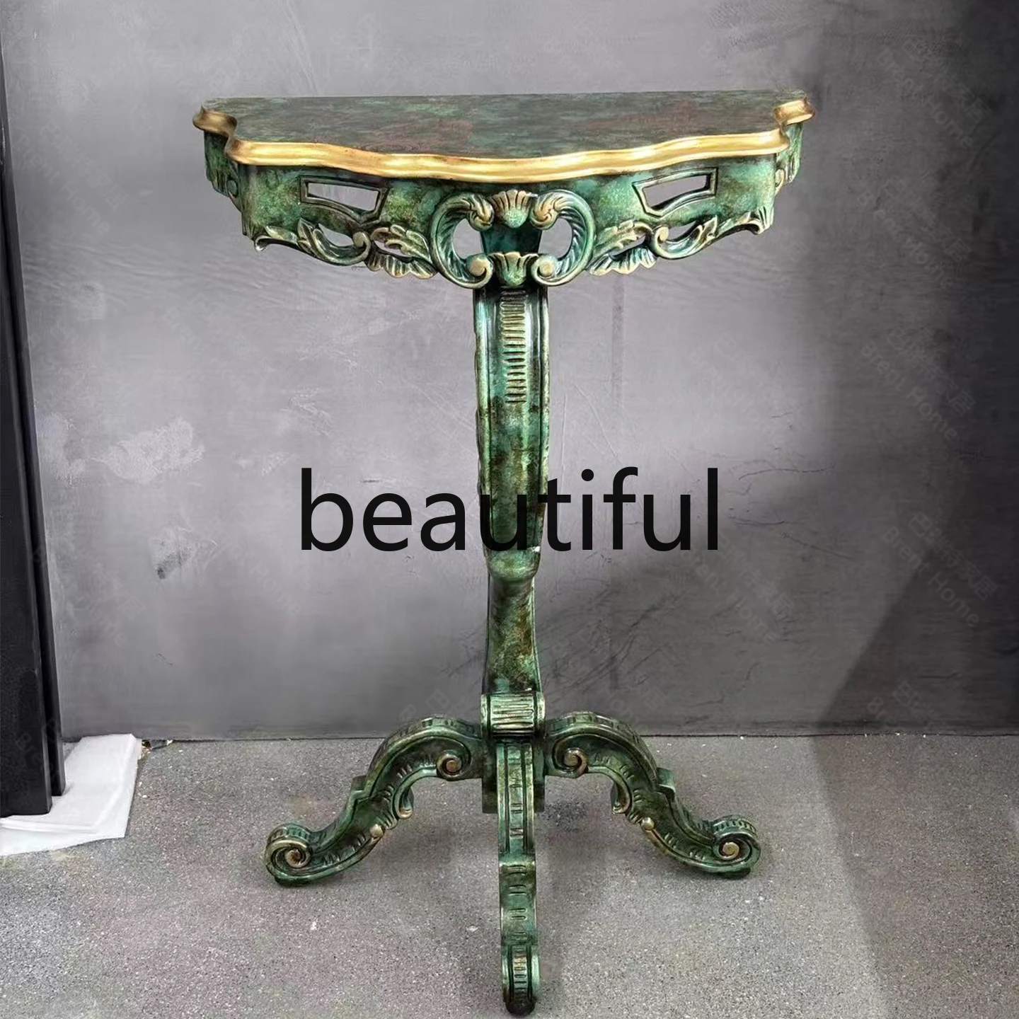 European retro solid wood carving hand-painted green Chinese living room small side porch table
European retro solid wood carving hand-painted green Chinese living room small side porch table