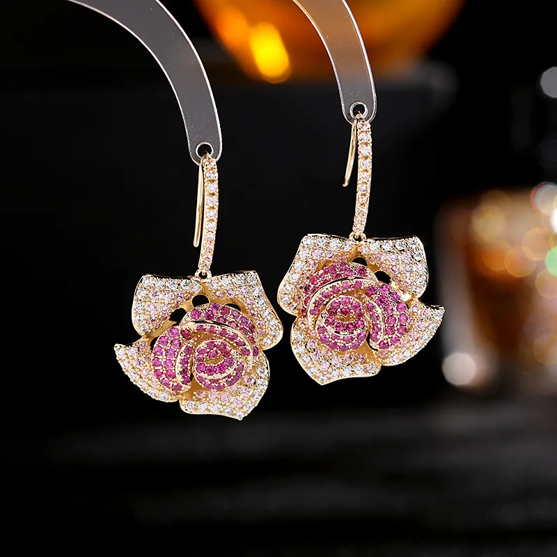 European American Heavy Craft Earrings for Women, Elegant and Exaggerated, Evening Micro Inlaid Zircon Fashionable Personali
European American Heavy Craft Earrings for Women, Elegant and Exaggerated, Evening Micro Inlaid Zircon Fashionable Personali