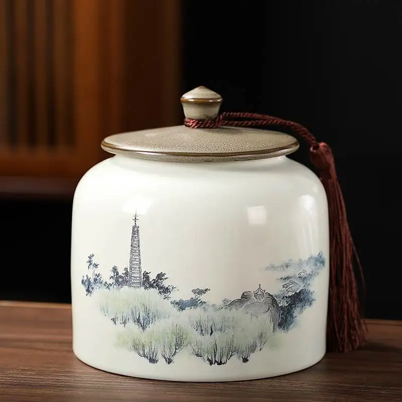 High-End Tea Canister Packaging Box Chinese Style Retro Bi Luo Chun Green Tea Gift Box Ceramic Material Handmade Crafted
High-End Tea Canister Packaging Box Chinese Style Retro Bi Luo Chun Green Tea Gift Box Ceramic Material Handmade Crafted