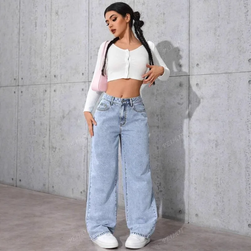 Women's High Waist Straight Leg Jeans Loose Casual Trendy Denim Pants For Summer
Women's High Waist Straight Leg Jeans Loose Casual Trendy Denim Pants For Summer