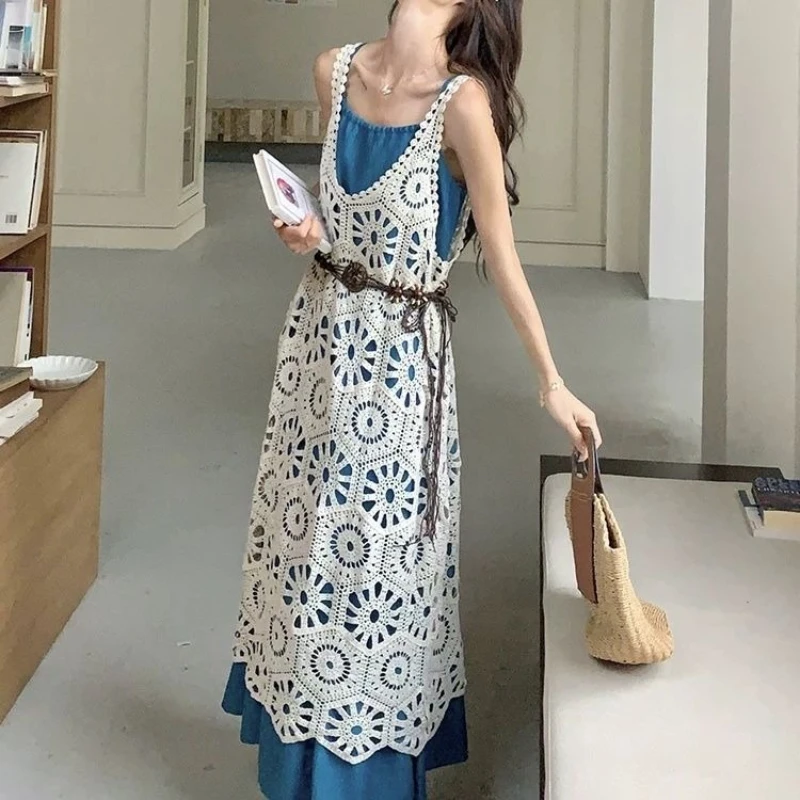 2025 Retro Bohemian Summer Sling Hook Flower Openwork Dress Holiday Style Loose Sleeveless Blouse Women's Suit
2025 Retro Bohemian Summer Sling Hook Flower Openwork Dress Holiday Style Loose Sleeveless Blouse Women's Suit
