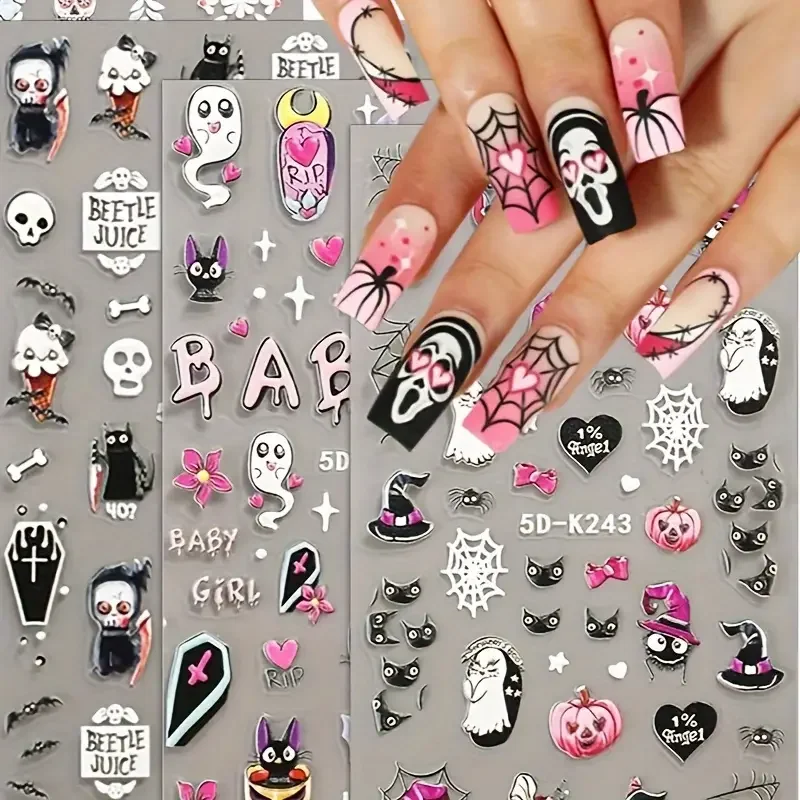 8pcs Halloween Nail Art Stickers Spider Web Skull & Pumpkin Design Reusable Self Adhesive Decals for DIY Manicure for Women&Girl
8pcs Halloween Nail Art Stickers Spider Web Skull & Pumpkin Design Reusable Self Adhesive Decals for DIY Manicure for Women&Girl