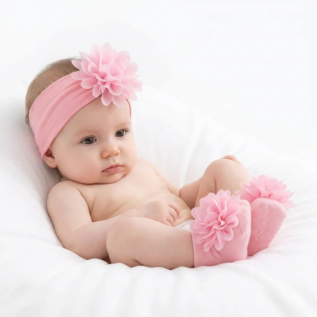 Набор для новорожденных девочек: повязка на голову с цветами и носочки, мягкая нейлоновая повязка на голову, эластичный цветочный тюрбан, короткие носочки, комплект головных уборов для младенцев
Набор для новорожденных девочек: повязка на голову с цветами и носочки, мягкая нейлоновая повязка на голову, эластичный цветочный тюрбан, короткие носочки, комплект головных уборов для младенцев