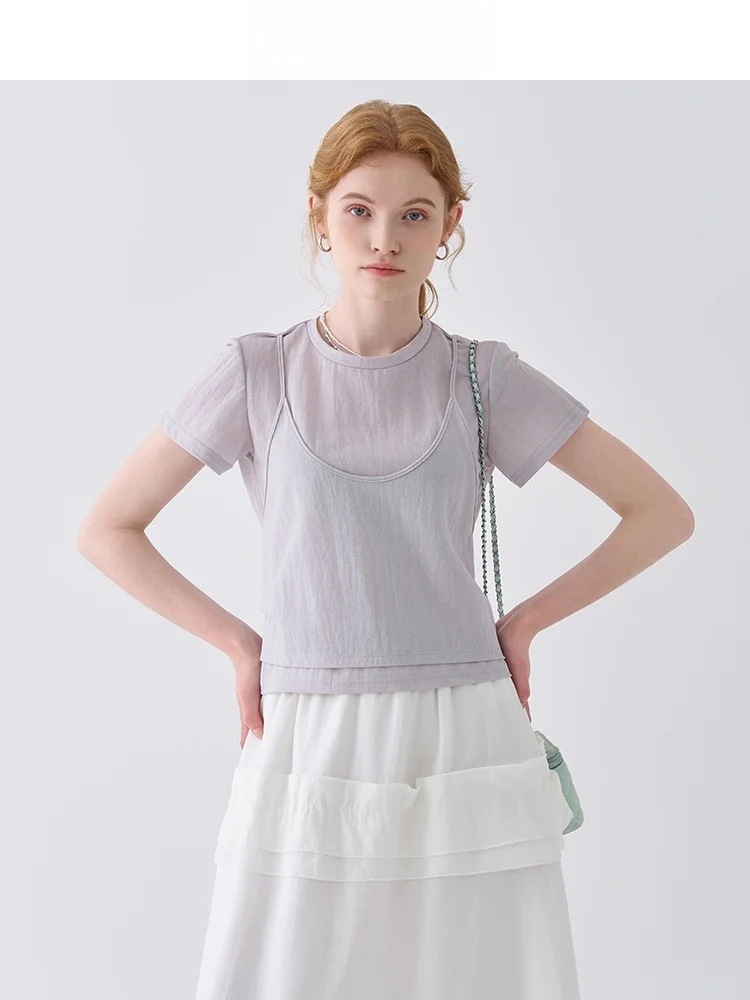 Design Sensation Casual Women's ort Sve T-irt Overlap Wear Summer New Sle round Ne Cotton Blend Top Jiujiu Brand
Design Sensation Casual Women's ort Sve T-irt Overlap Wear Summer New Sle round Ne Cotton Blend Top Jiujiu Brand