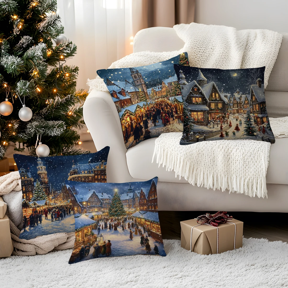 Christmas Night Scene Pillowcase Printed Polyester 40/45/50cm Throw Pillowcover Decorative Sofa Cushion Pillowslip Home Decor
Christmas Night Scene Pillowcase Printed Polyester 40/45/50cm Throw Pillowcover Decorative Sofa Cushion Pillowslip Home Decor