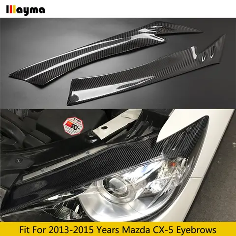 CX-5 Carbon Fiber Headlight Eyelid Cover Front Light Lamp Eyebrows Molding Trim For Mazda CX5 2.0L 2.5L 2013 2014 2015 2pcs