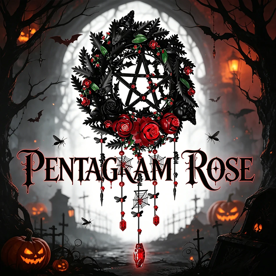 Gothic Pentagram Rose Wreath Building Blocks Set Halloween Door Decor Wall Hanging Darkness Flowers Garland Bricks Toys Gifts
Gothic Pentagram Rose Wreath Building Blocks Set Halloween Door Decor Wall Hanging Darkness Flowers Garland Bricks Toys Gifts