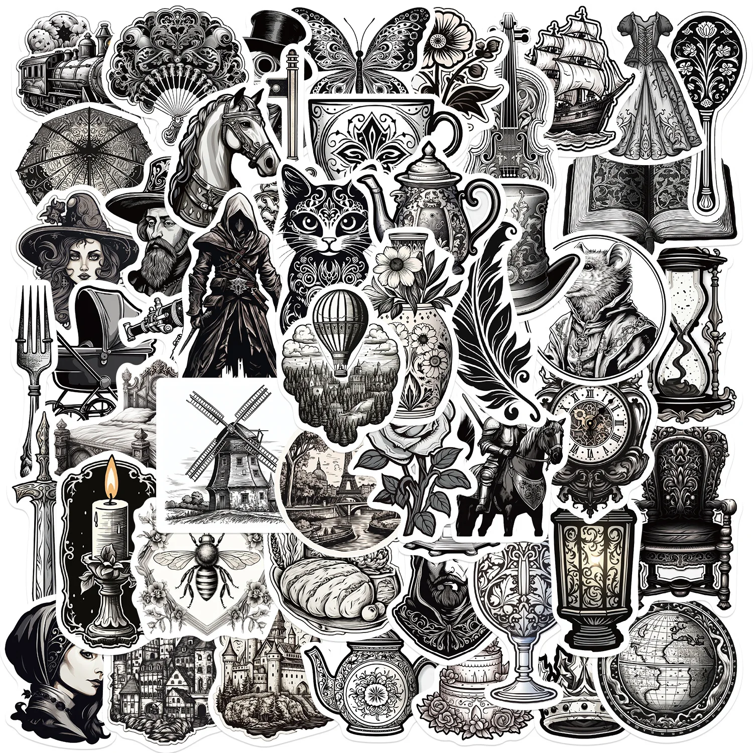 50Pcs Black And White Medieval Style Series Stickers Suitcase Phone Case Water Bottle Waterproof Decoration Diy Sticker Packs
50Pcs Black And White Medieval Style Series Stickers Suitcase Phone Case Water Bottle Waterproof Decoration Diy Sticker Packs