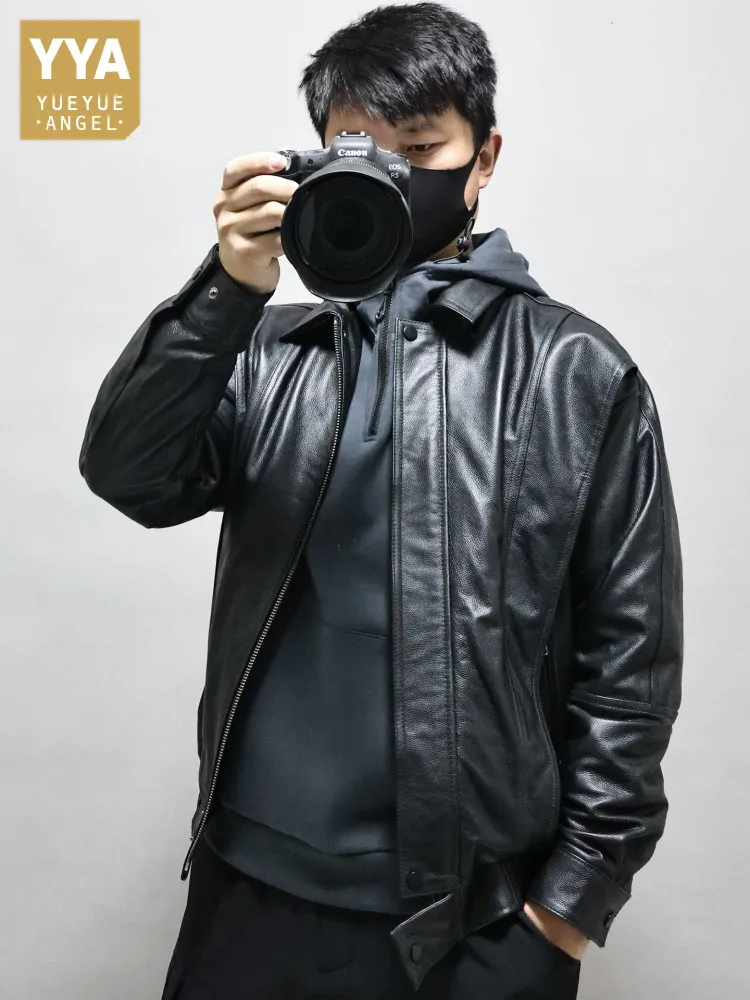 Мужская кожаная куртка в стиле панк, черная, из натуральной мягкой воловьей кожи, с молнией и отложным воротником, свободного кроя, для работы и повседневной носки, мотоциклетная куртка, верхняя одежда для мужчин
Мужская кожаная куртка в стиле панк, черная, из натуральной мягкой воловьей кожи, с молнией и отложным воротником, свободного кроя, для работы и повседневной носки, мотоциклетная куртка, верхняя одежда для мужчин