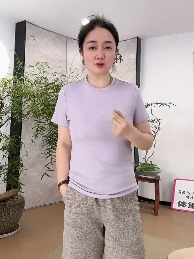 Fashionable Short Sleeve T-Shirt Women's Casual Simple Top Breathable Comfortable Linen Cotton Blend round Neck Regular Length
Fashionable Short Sleeve T-Shirt Women's Casual Simple Top Breathable Comfortable Linen Cotton Blend round Neck Regular Length