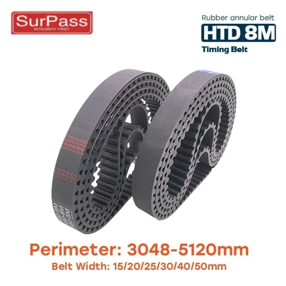 HTD 8M Synchronous Belt Has A Circumference Of 3048mm-5120mmmm Width of 15/20/25/30/40/50mm, High Torque Rubber Synchronous Belt
HTD 8M Synchronous Belt Has A Circumference Of 3048mm-5120mmmm Width of 15/20/25/30/40/50mm, High Torque Rubber Synchronous Belt