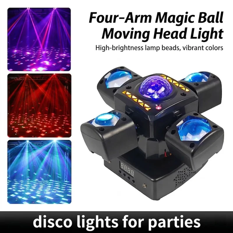 80W 4-Arm Magic Ball Moving Head Light RGBW Beam Laser Strobe DMX512 Sound Activated Stage Light for DJ Bar Wedding Party Show
80W 4-Arm Magic Ball Moving Head Light RGBW Beam Laser Strobe DMX512 Sound Activated Stage Light for DJ Bar Wedding Party Show