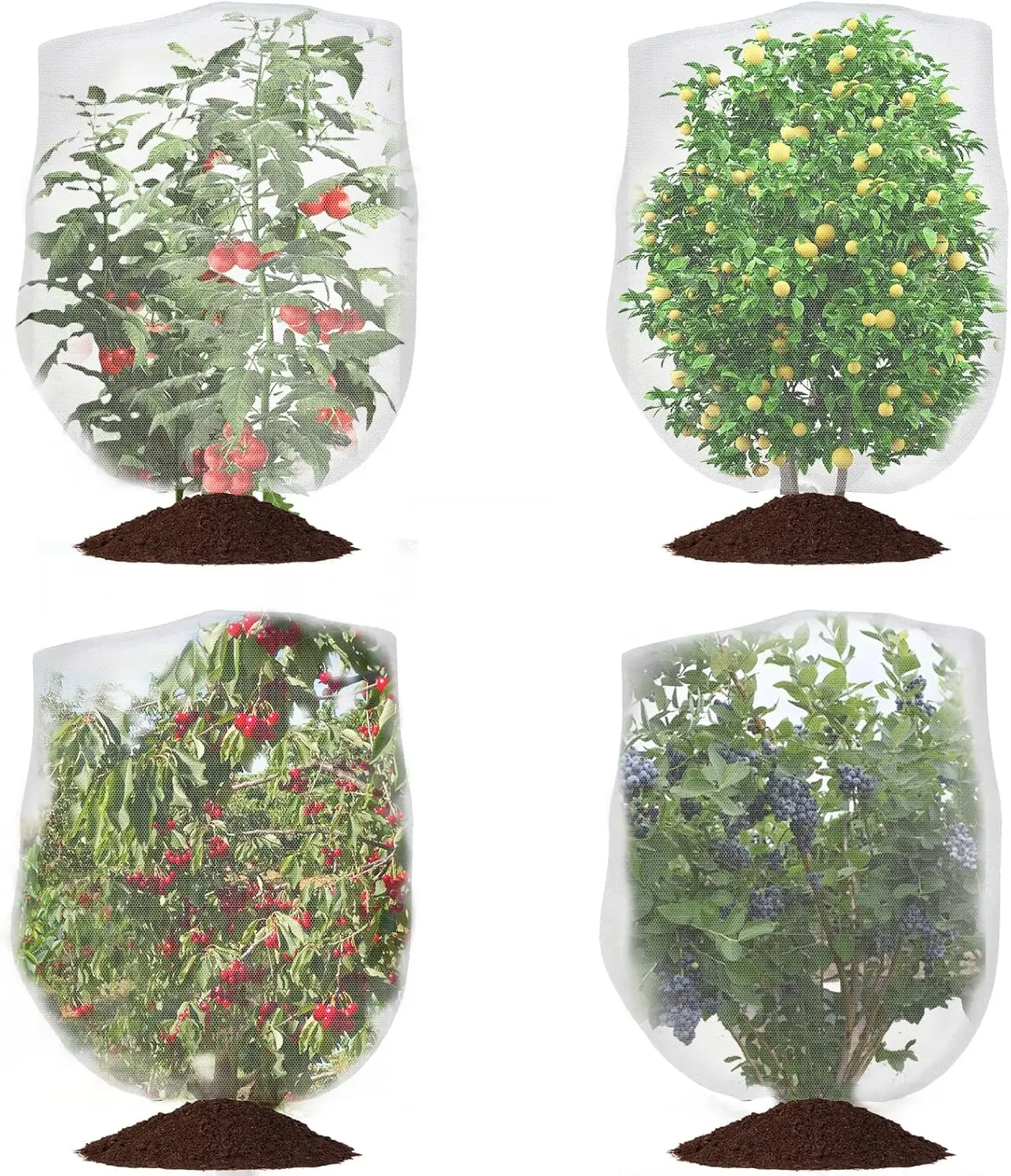 4-Pack Garden Plant Mesh Covers with Drawstring, Insect Bird Barrier Netting for Fruit Blueberry Bushes Vegetable Flower (3.3x4.9FT)
4-Pack Garden Plant Mesh Covers with Drawstring, Insect Bird Barrier Netting for Fruit Blueberry Bushes Vegetable Flower (3.3x4.9FT)